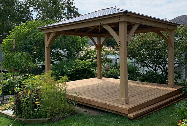 Gazebo kit in backyard